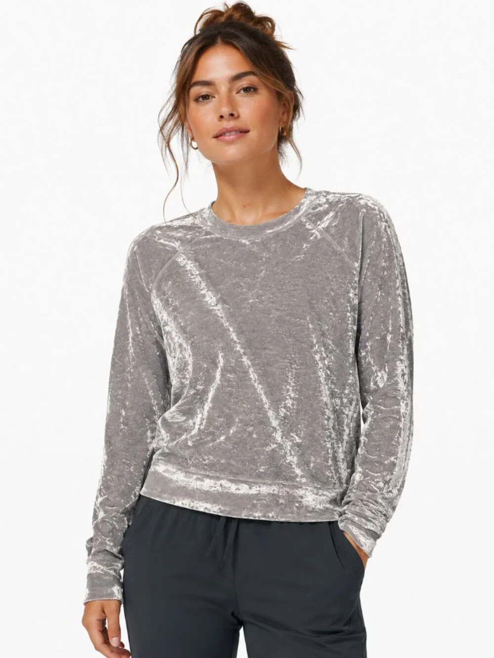 Lululemon Warm Down Crew Crushed Velvet Chrome *Sz 8* Special Edition Silver